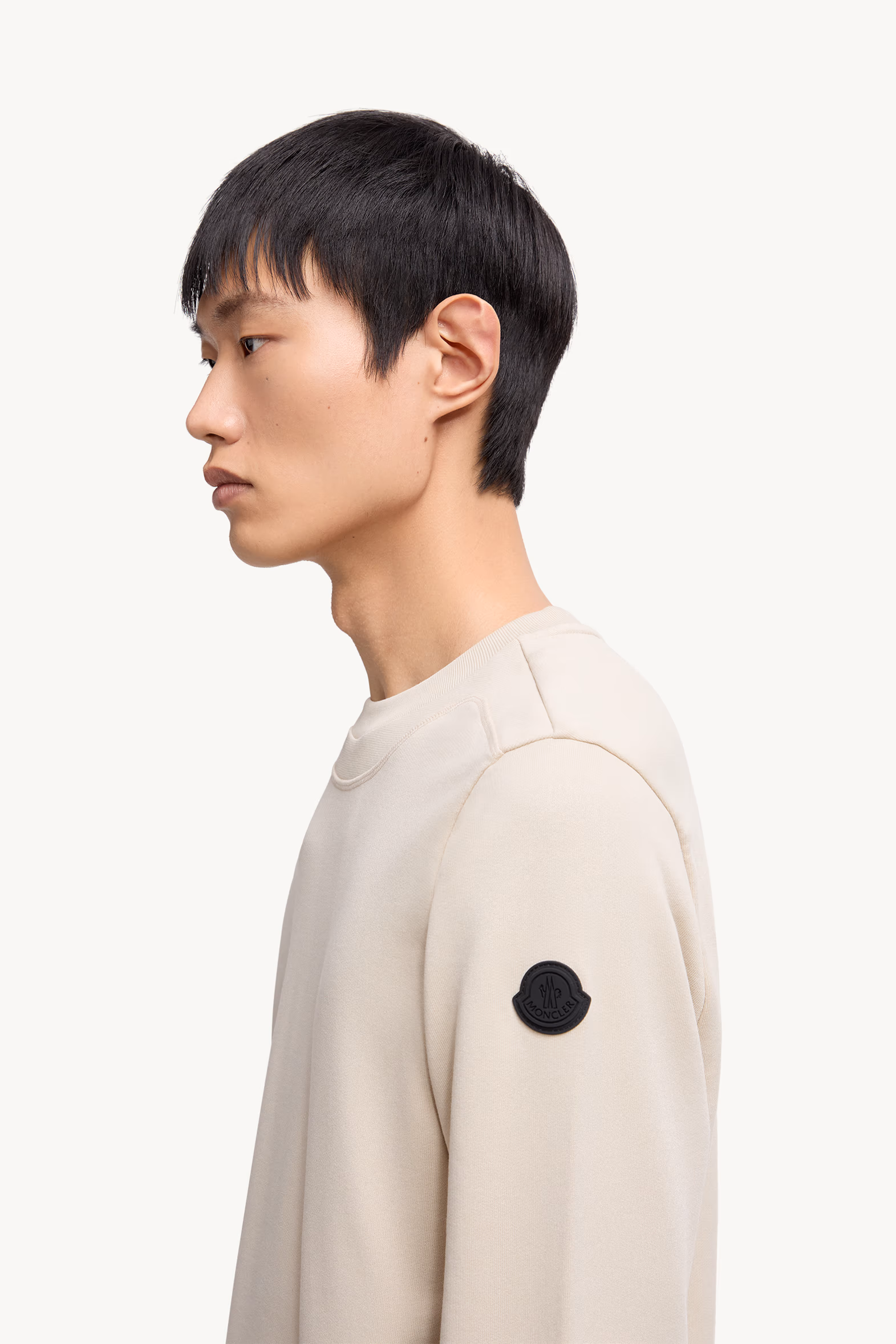 Logo Patch Cotton Sweatshirt Men Light Beige Moncler 4